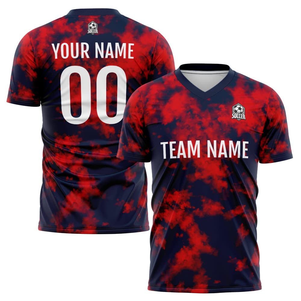 Custom Soccer Jersey Red Navy P Fashion Personalized Team Shirt