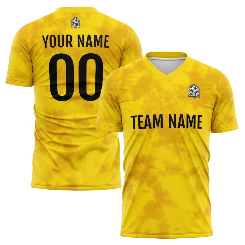 Custom Soccer Jersey Yellow M Fashion Personalized Team Shirt