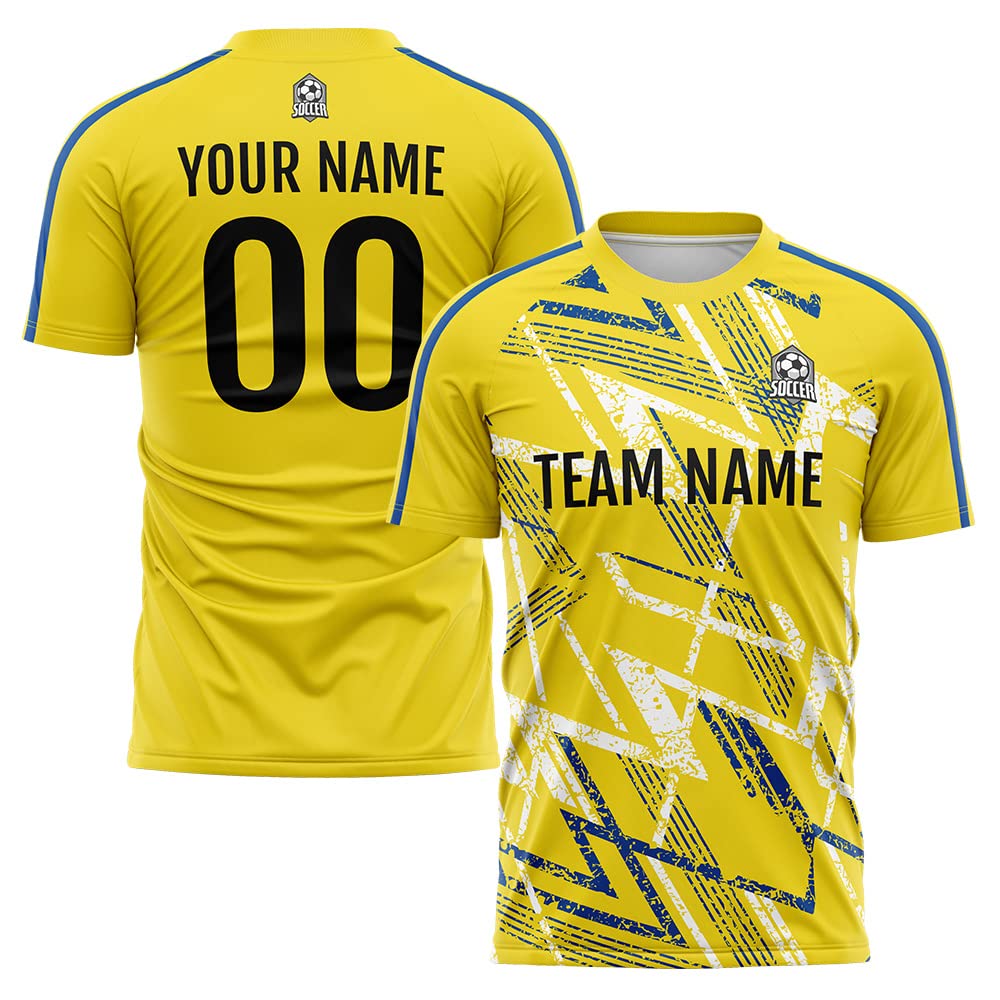 Custom Soccer Jersey Yellow K Fashion Personalized Team Shirt