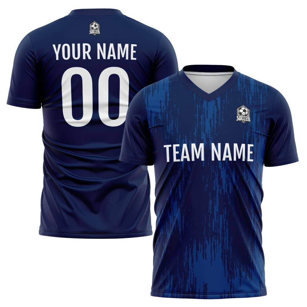 Custom Soccer Jersey Royal Navy Fashion Personalized Team Shirt