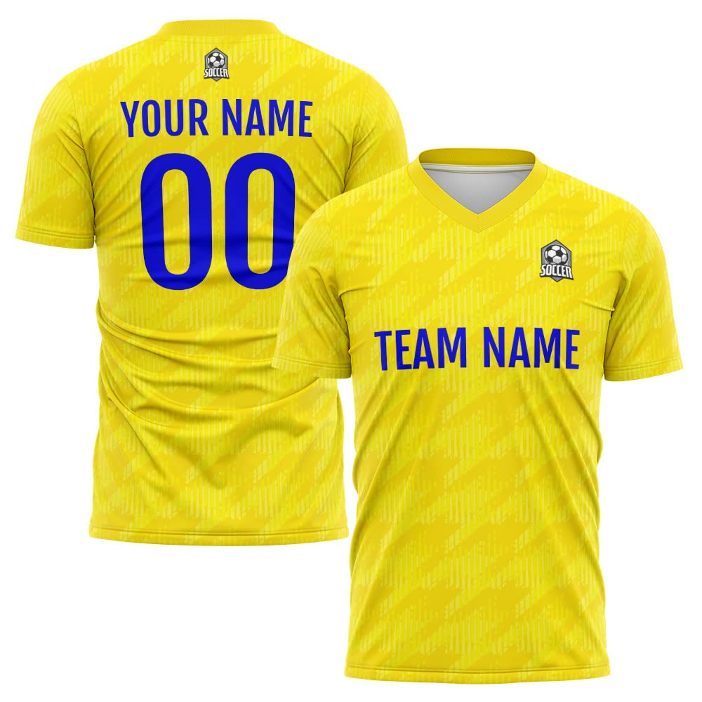 Custom Soccer Jersey Yellow E Fashion Personalized Team Shirt