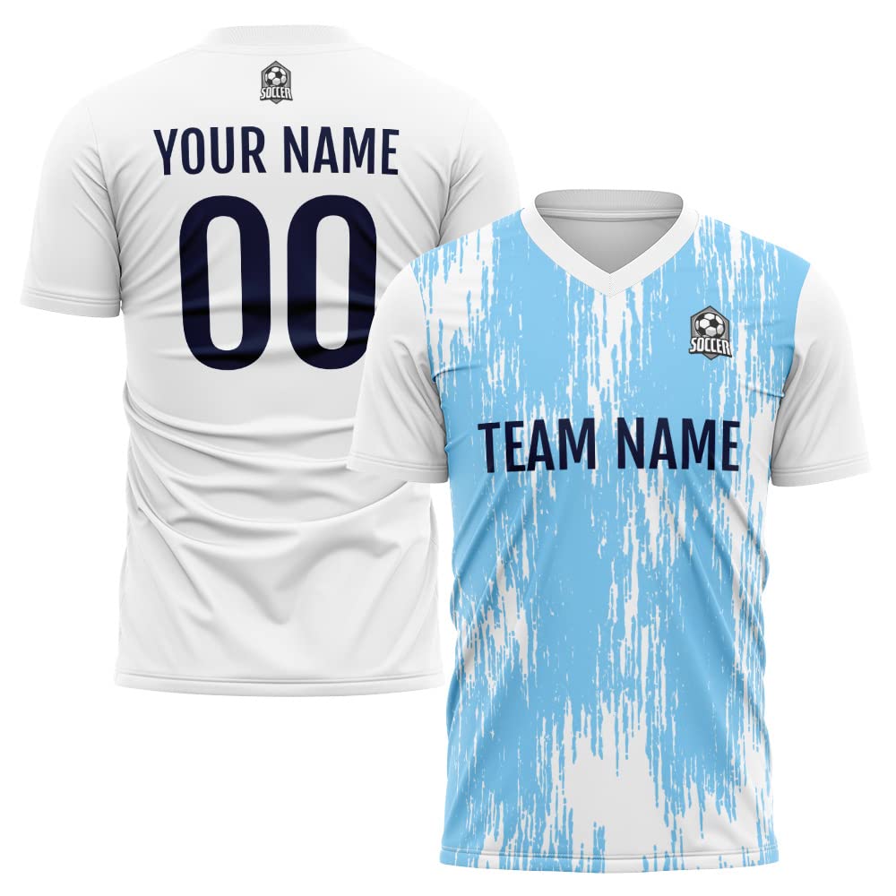 Custom Soccer Jersey Light Blue Fashion Personalized Team Shirt