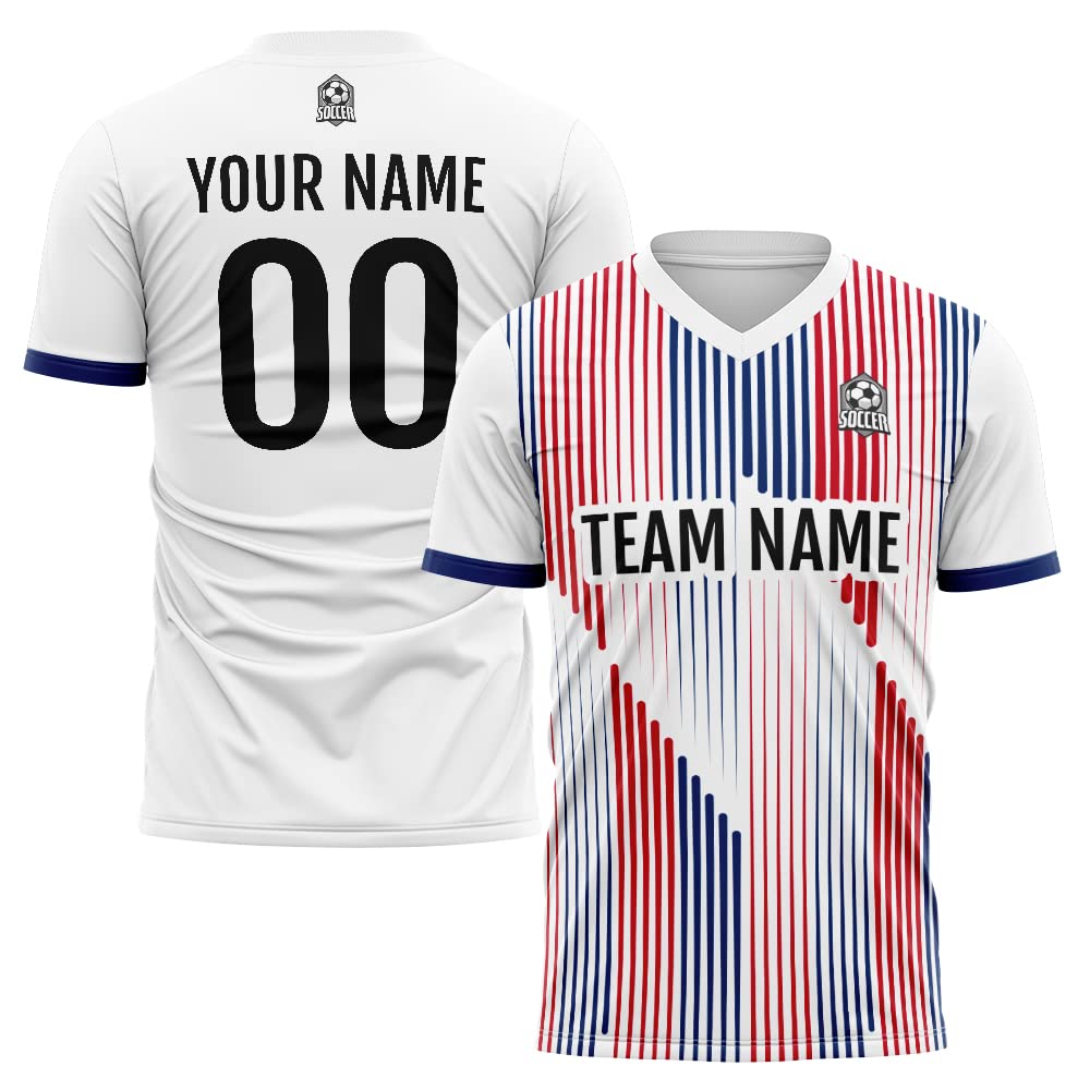 Custom Soccer Jersey White Red Royal Fashion Personalized Team Shirt